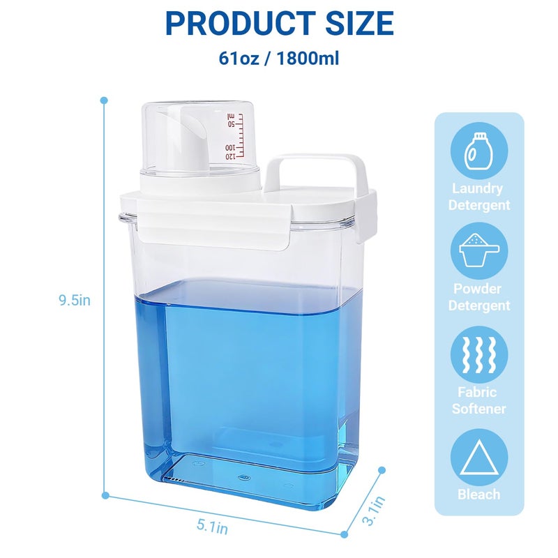 Beruyu Laundry Detergent Dispenser - 61oz Refluxable Plastic Liquid Laundry Detergent Container for Laundry Room Organization - Image 2